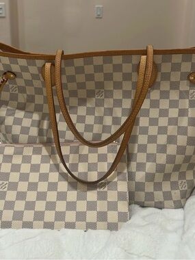 Louis Vuitton Damier Azur Canvas Tote with Tan Trim